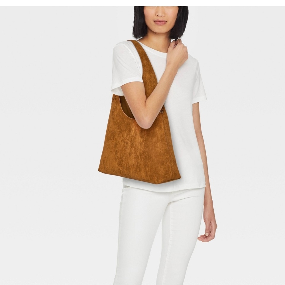 Oversized Slouchy Shoulder Bag - Universal Thread™ Brown Tan suede - Picture 2 of 4